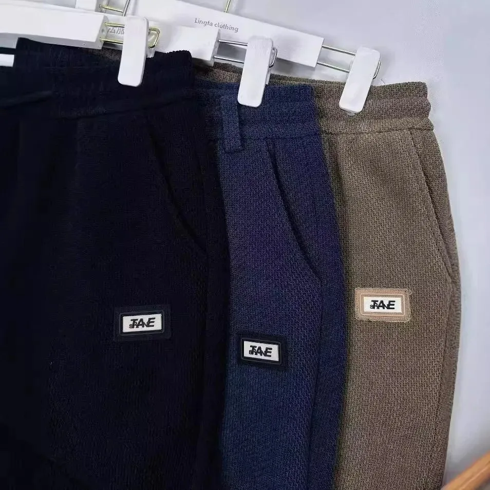 2024 зимние мужские повседневные брюки модные утолщенные прямые на флисовой