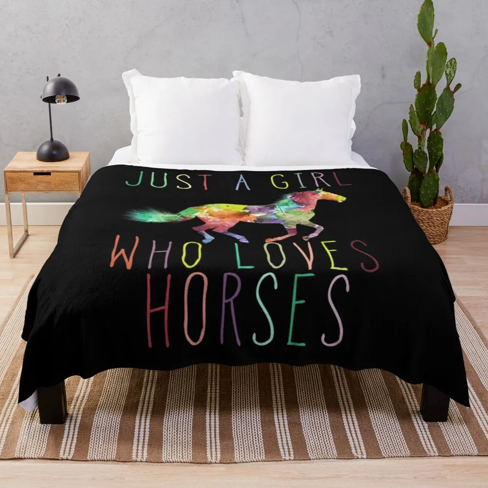 

Just A Girl Who Loves Horses Throw Blanket Fur Blankets Flannel Blanket