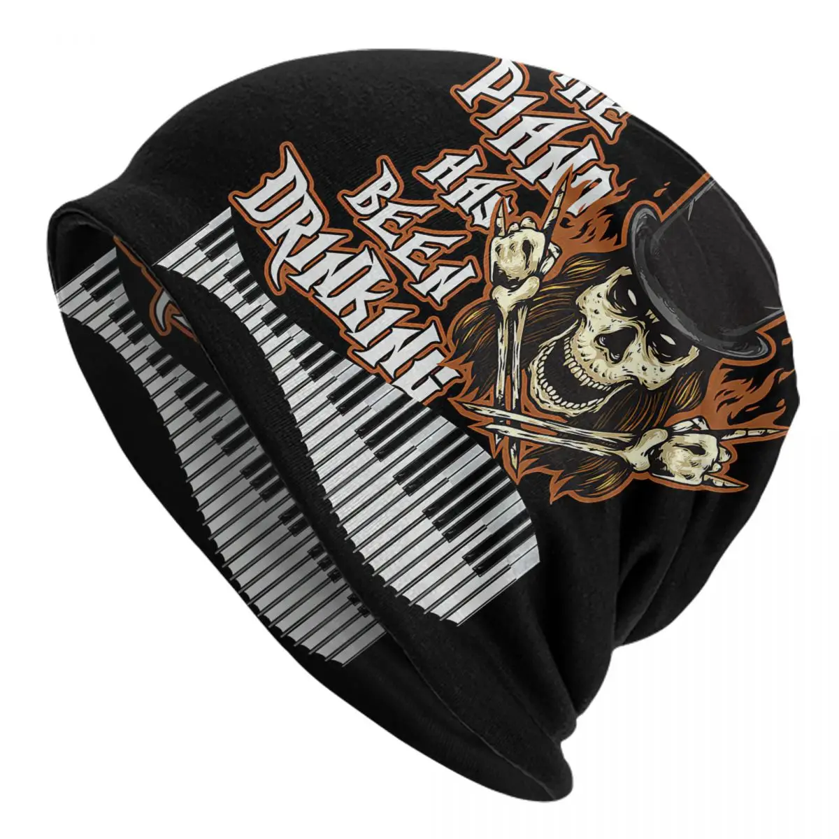 Piano Player Skull Skeleton Grand Piano Pianist Gift Adult Men's Women's Knit Hat Keep warm winter Funny knitted hat