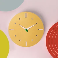 Nordic 3d Design Wall Clock Minimalist Creative Yellow Wall Clock Children Art Deco Kitchen Reloj Cucu Wood Home Decor