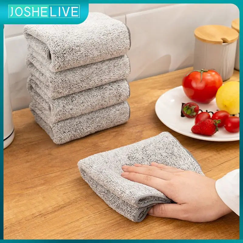 

Washing Kitchen Towel Absorbent Microfiber Bamboo Charcoal Dishcloth Kitchen Tools And Gadgets Household Cleaning Dish Cloth