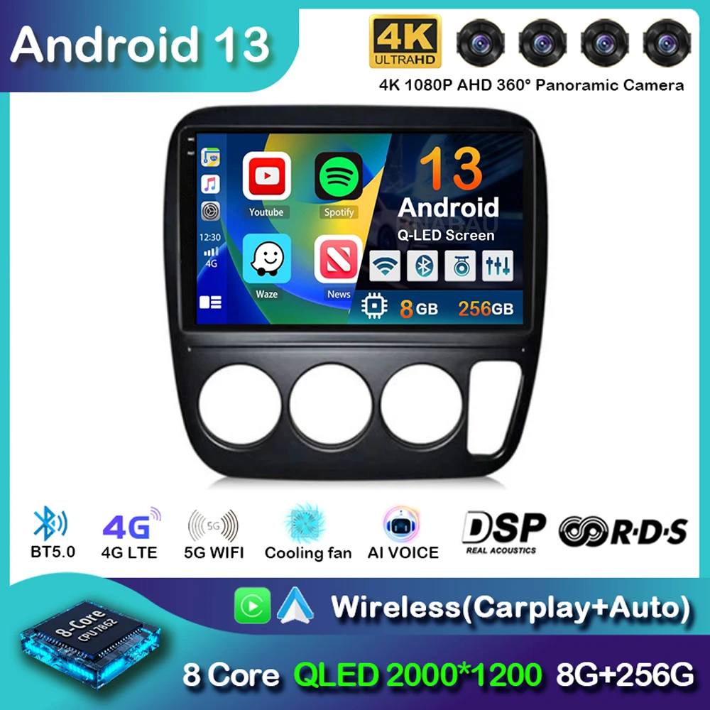 Автомагнитола на Android 14 для Honda CRV CR-V 1997-2001 мультимедийный видеоплеер с