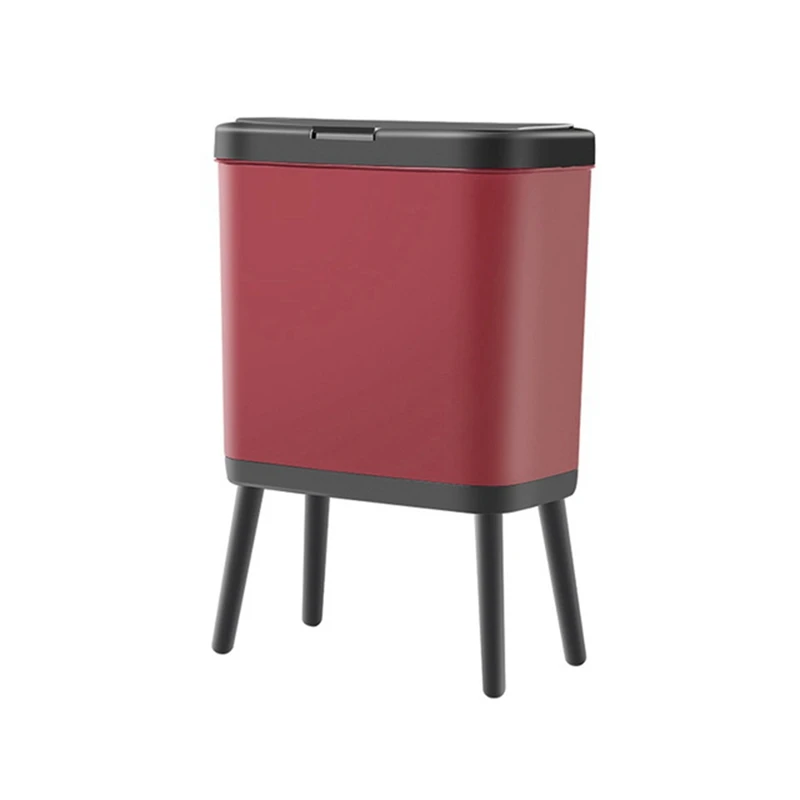 

15L Nordic Style High Foot Kitchen Trash Can Creative Press Type Plastic Toilet Bathroom Waste Bin With Lid