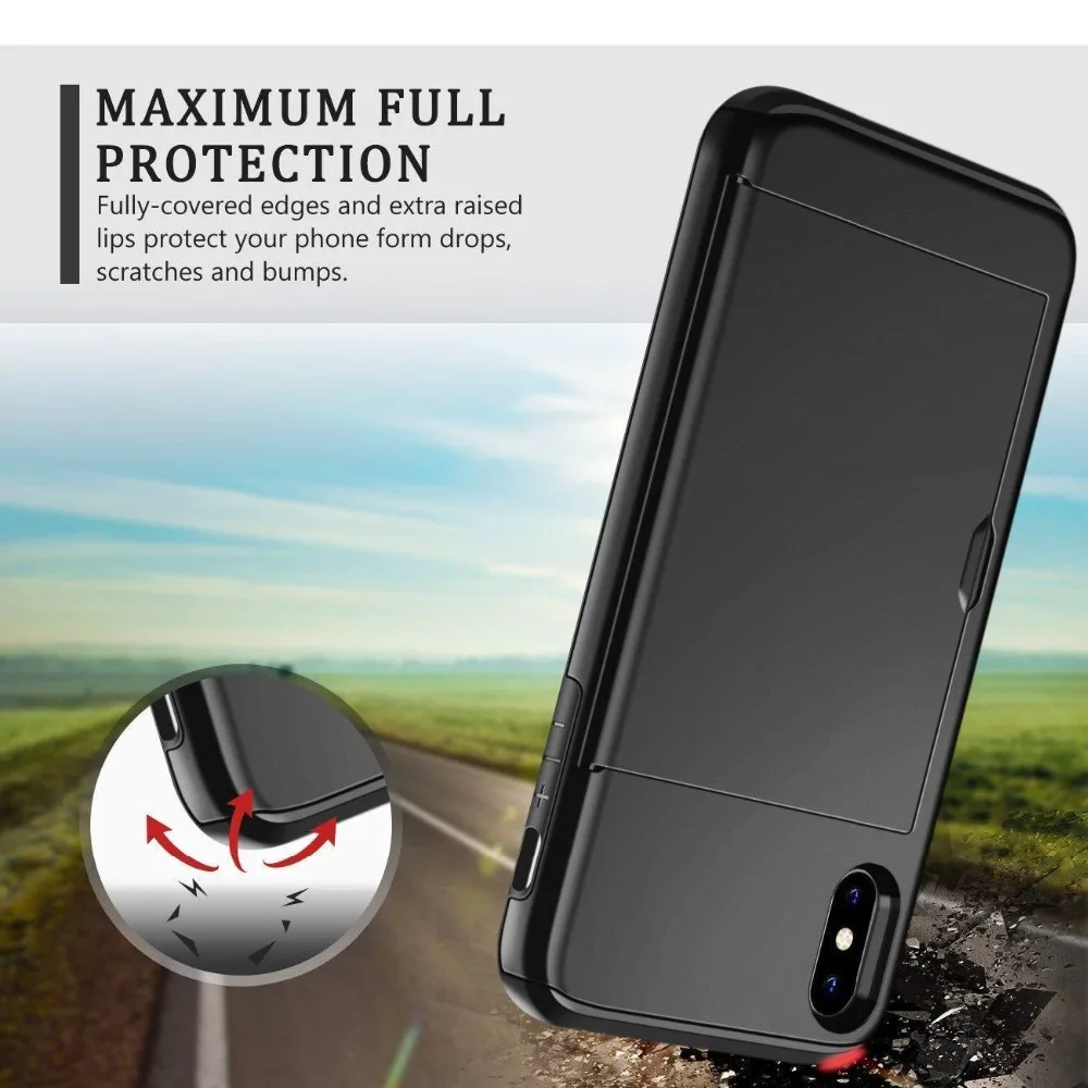 Business Cases For iPhone 14 13 Pro Max 12 11 X XS XR Slide Armor Wallet Card Slots Cover for iPhone 7 8 Plus 6 6s 5S SE 2022
