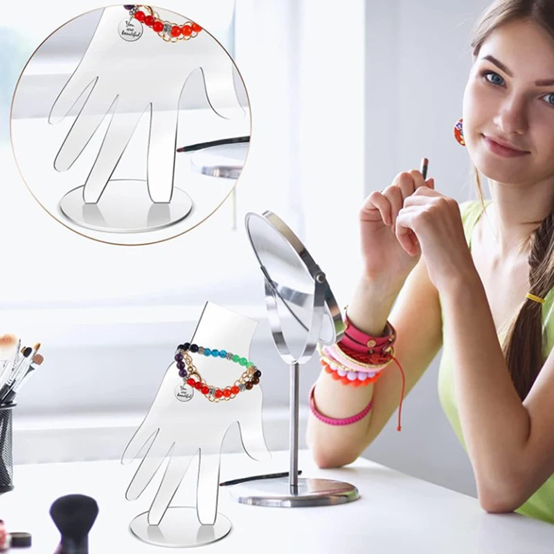 

Transparent Acrylic Gesture Jewelry Rack Jewelry Display Holder Bracelet Ring Watch Stand Transparent Bracelet Manikin Display