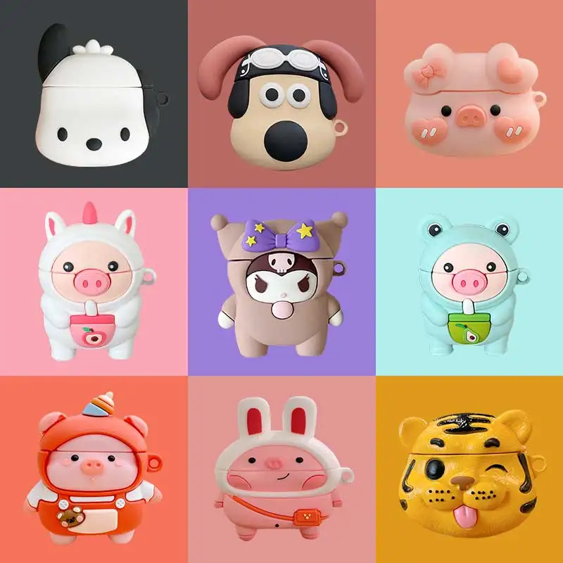 

Мягкий силиконовый чехол для наушников AirPods Pro с 3d-изображением мультяшных животных, чехол для беспроводных Bluetooth-наушников, защитный чехол ...