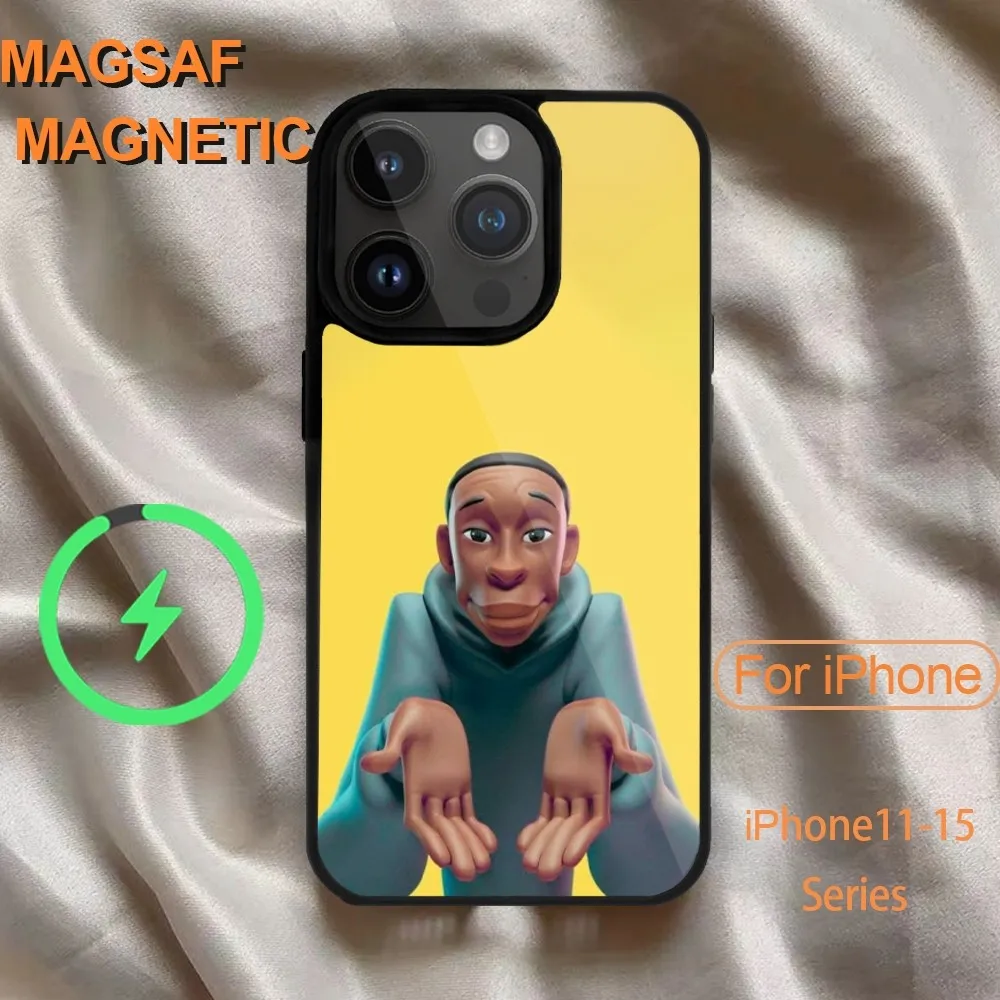 Забавный плотный мультяшный чехол Khaby для телефона iPhone 14 13 12 11 15 Pro Max Magsafe
