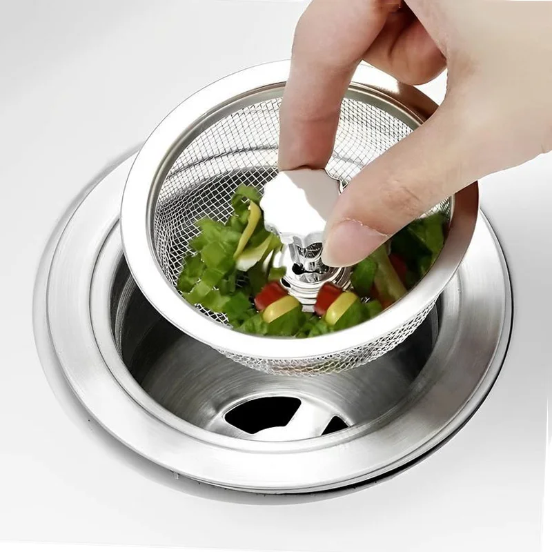 

Kitchen Sink Filter with Water Plug Stainless Steel Sink Sewer Strainers Mesh Bathroom Floor Drains Waste Drain Filter Screen