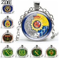 espa%c3%b1a guardia civil necklace spanish police badge guardia civil el honor es mi divisa round pendant necklace glass jewelry gift