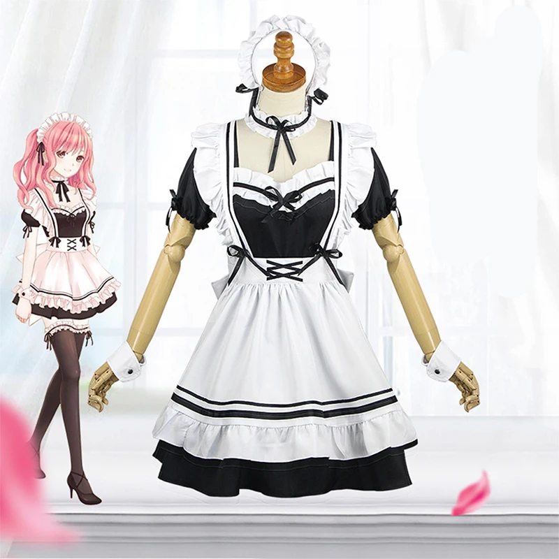 

Anime Miracle Nikki Cafe Maid Dress Cosplay Costume Halloween Carnival For Woman Lolita Suit Set