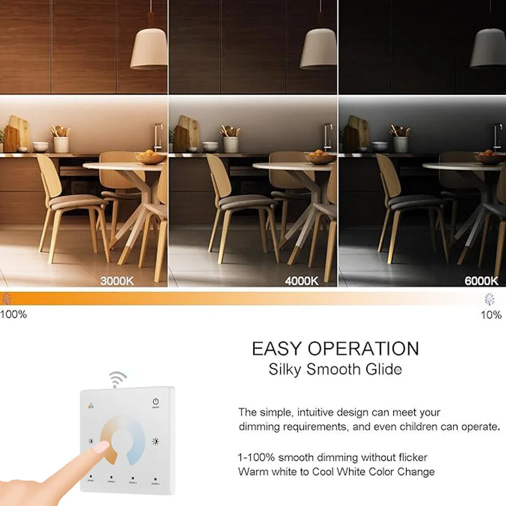 Фото 5M 10M 20M Tuya Zigbee 3.0 COB CCT Светодиодная лента Dual White Room Decor Light 2.4G RF Dimming Touch Remote f Alexa Google SmartThings №4