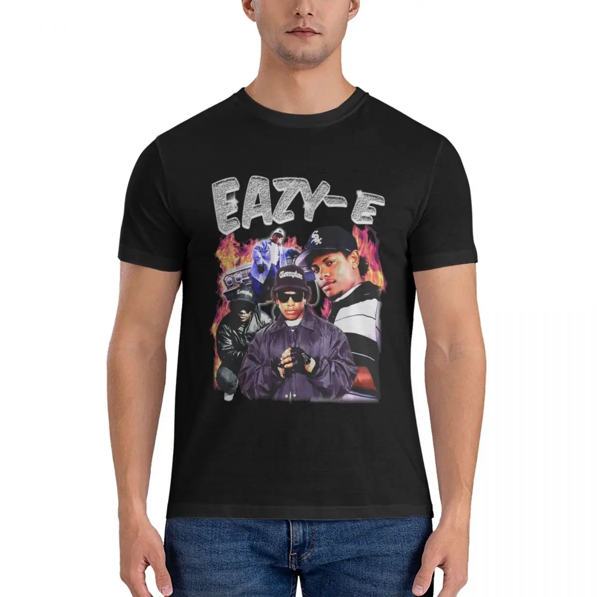 Креативные винтажные мужские футболки Eazy E с заклепками футболка из 100% хлопка