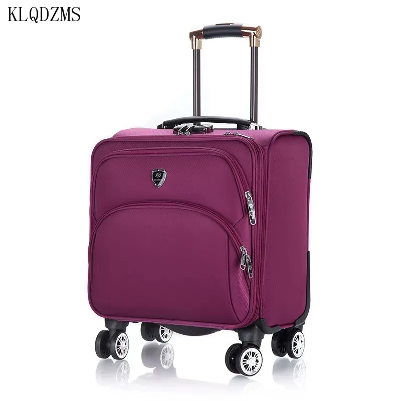 KLQDZMS 18 Inch Oxford Cloth Small Suitcase Men's Business Travel Box Ladies Waterproof Cabin Luggage Case Student Roller Bag