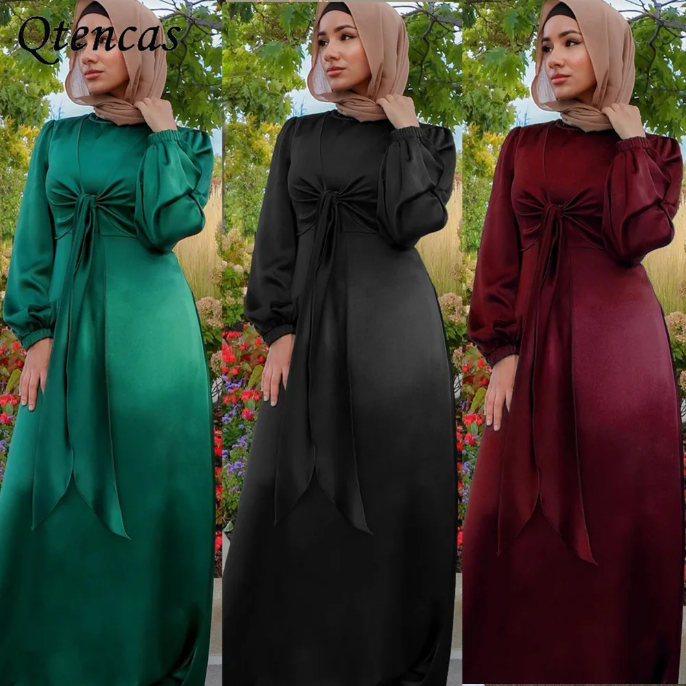 Eid Mubarak атласное мусульманское платье для женщин Рамадан Abaya женское платье для ислама Abaya s хиджаб платья Кафтан длинное платье