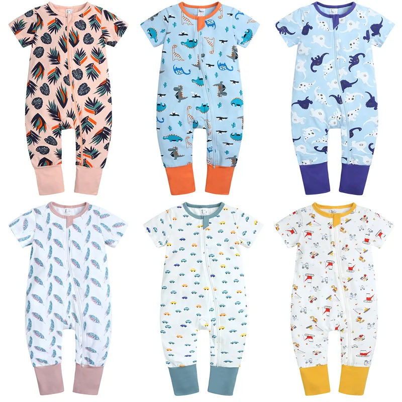 2022 NewBorn Baby Boys Short Sleeved Rompers Cartoon Baby Girls Sleepwear Infant Baby Playsuit Toddler Pajamas Baby Clothes New