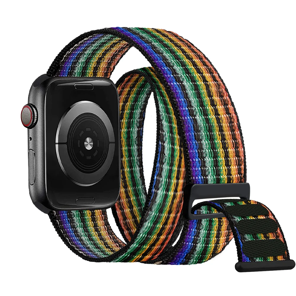 

Ремешок нейлоновый для Apple Watch Band 44 мм 45 мм 49 мм 40 мм 41 мм 42 мм 38 мм, двойной туристический браслет для iWatch Series 7 8 3 4 5 6 Se Ultra