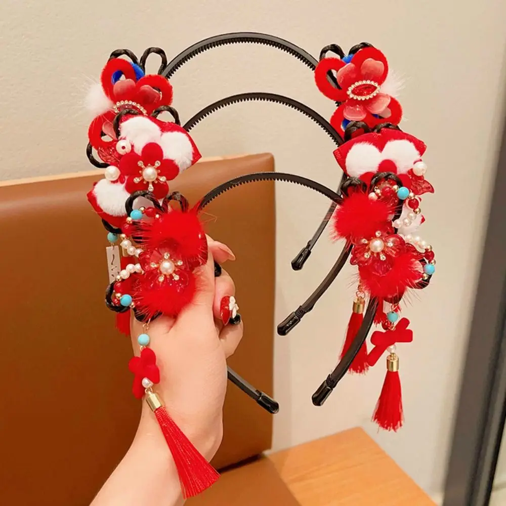 Детский парик с цветком повязка на голову коса для волос костюм Тан обруч