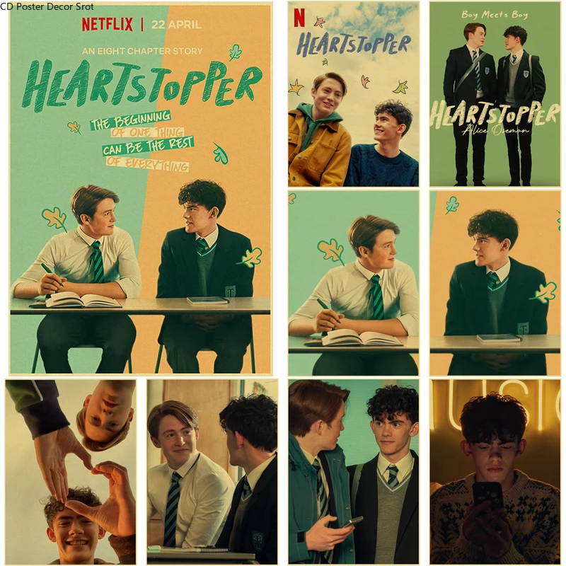 

Buy Three Get Four TV Show Heartstopper Retro Poster Charlie Nick Kraft Paper Posters Home Room Bar Cafe Decor Art Wall Painting
