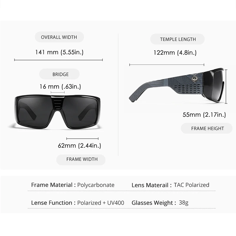 DRAGON ALLIANCE Brand Oversized Polarized Sunglasses Men Women Sports Windproof Shield Goggles images - 6