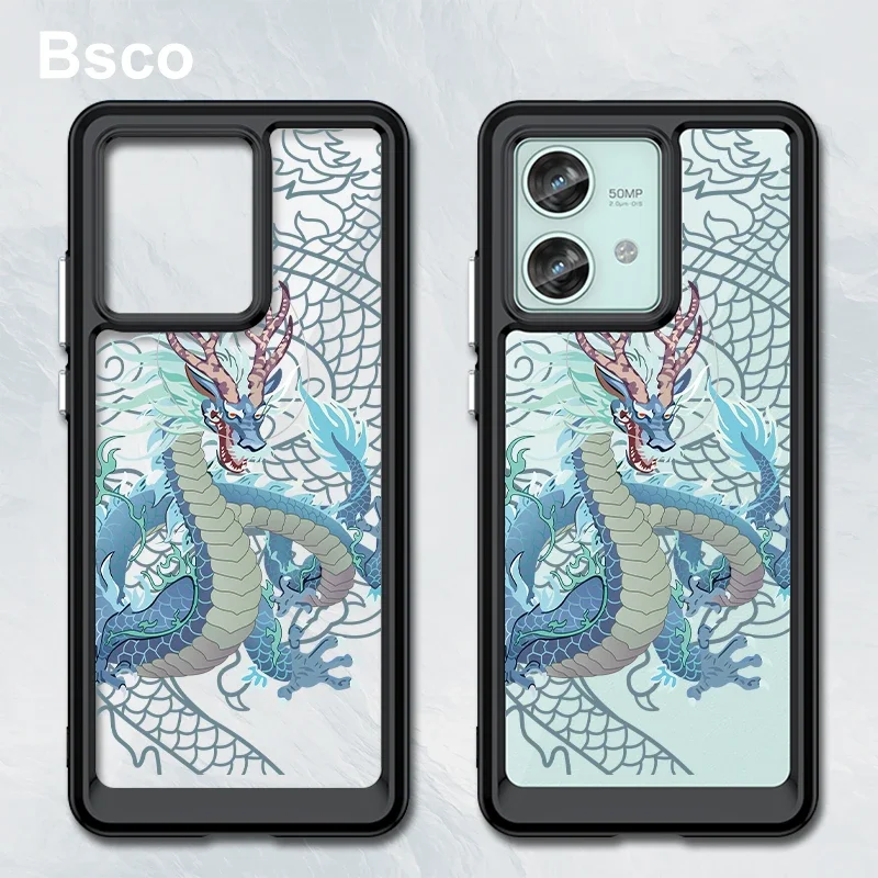 

Прозрачный жесткий акриловый чехол для телефона в виде животного для Motorola Edge 40 Neo 5G, Противоударная задняя крышка