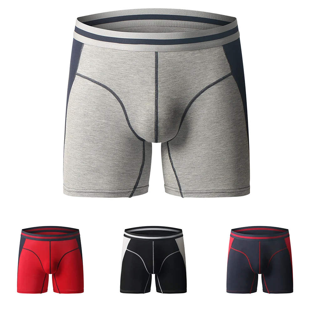 Men Trunks Modal Hip Lift Underwear Bulge Pouch Boxer Long Leg Panties Sport Middle-Waist Shorts Slip Homme Cuecas Underpants