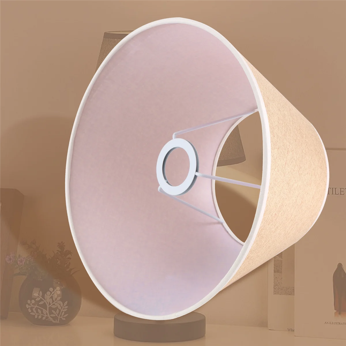 Table Lamp Lampshade Accessories E27 Linen Bedside Wall Floor Shade Cloth Lower Diameter 30cm Yellow