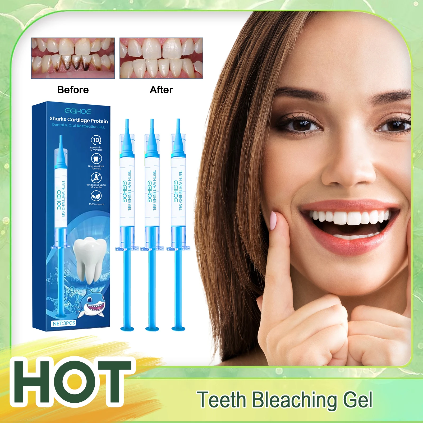 

Teeth Whitening Gel Brightening Cleansing Smoke Stains Plaque Removal Yellow Teeth Bad Breath Repair Decay Tooth Bleaching Gel