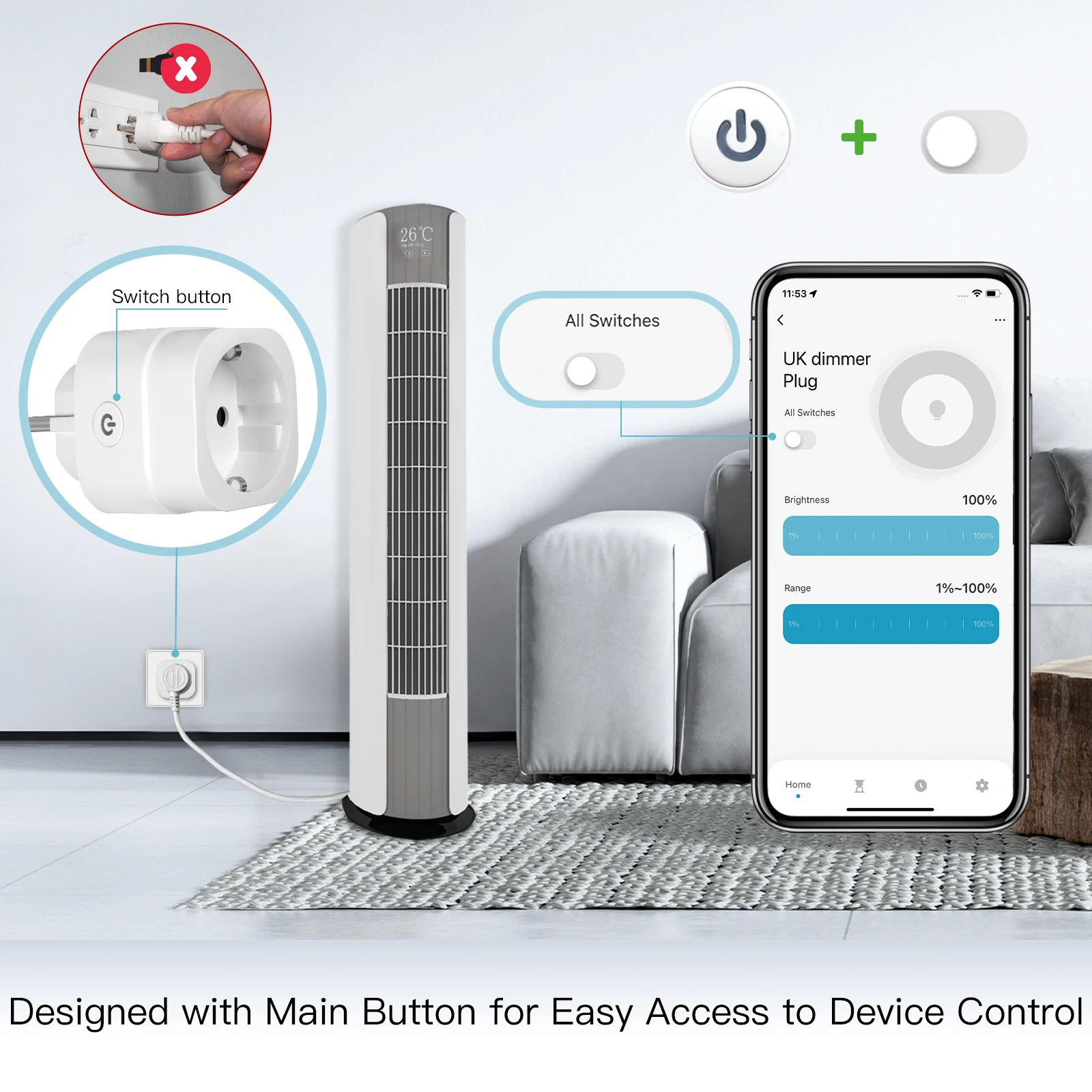 Фото Умная розетка MOES с Wi-Fi, таймер регулировки яркости для приложения Tuya Smart Life, Amazon Alexa Google, голосовое управление, ЕС/Великобритания/США №4