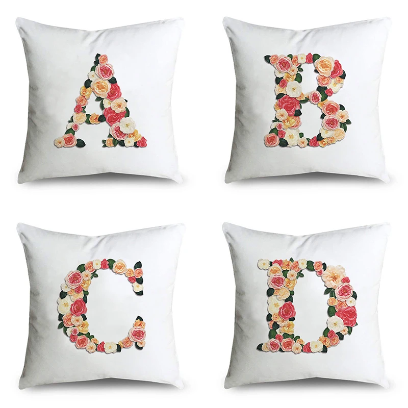

Wedding decoration Cushion cover Pink flower letter pillowcase Sofa Car decor Pillows Home decoration Chair pillow cover 45*45cm