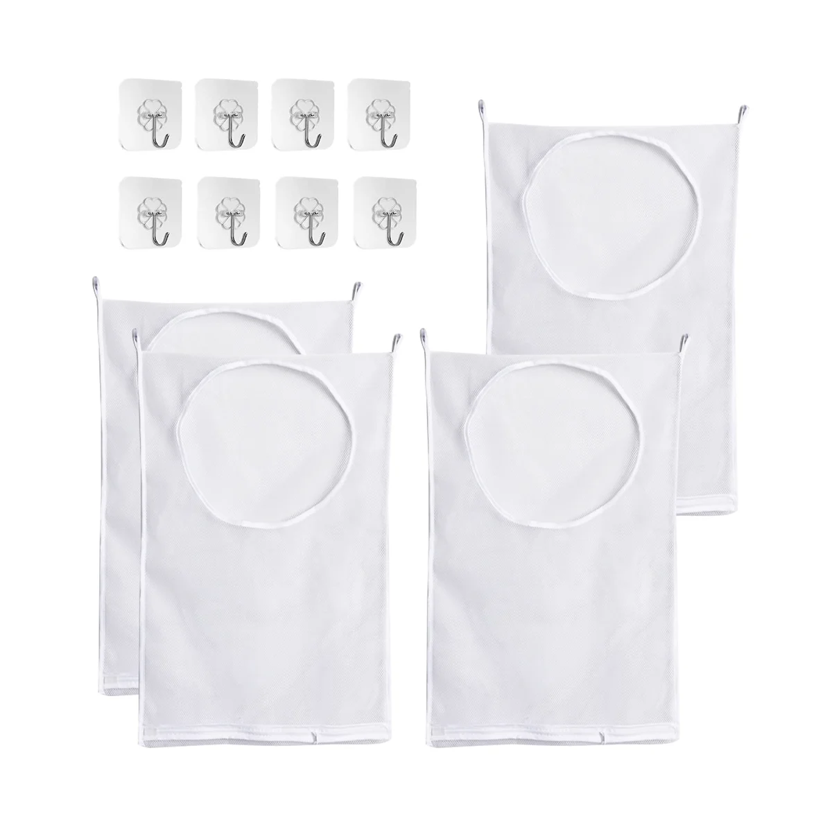 

4Packs Door Hanging Laundry Hamper Bag with Zipper and Wide Open Top,Used in Laundry Room Student Dormitory Travel