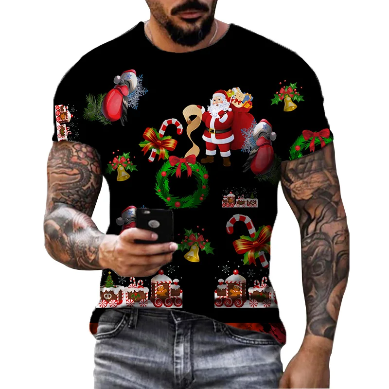 

Christmas Carnival New 2022 Men's T Shirts 3D Printed Hip Hop Humor Santa Claus Cool Street Fashion T Shirts