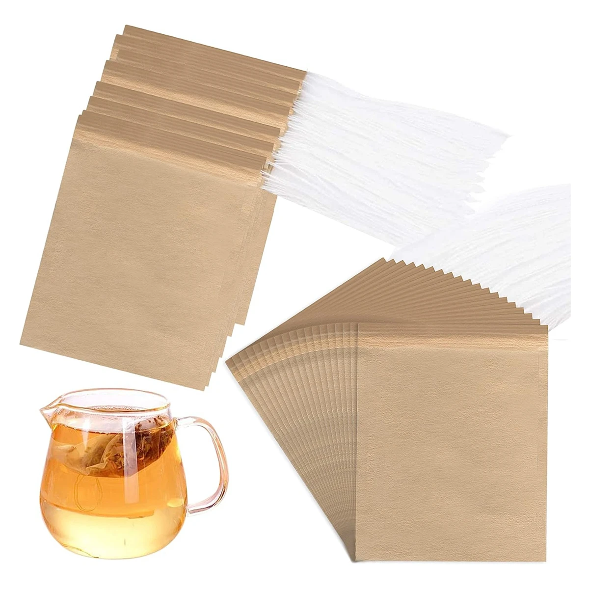 

1000 шт. чайные бумажные одноразовые чайные пакетики, чайные пакетики для заварки, пустые биоразлагаемые чайные пакетики из целлюлозы, фильтр из дерева