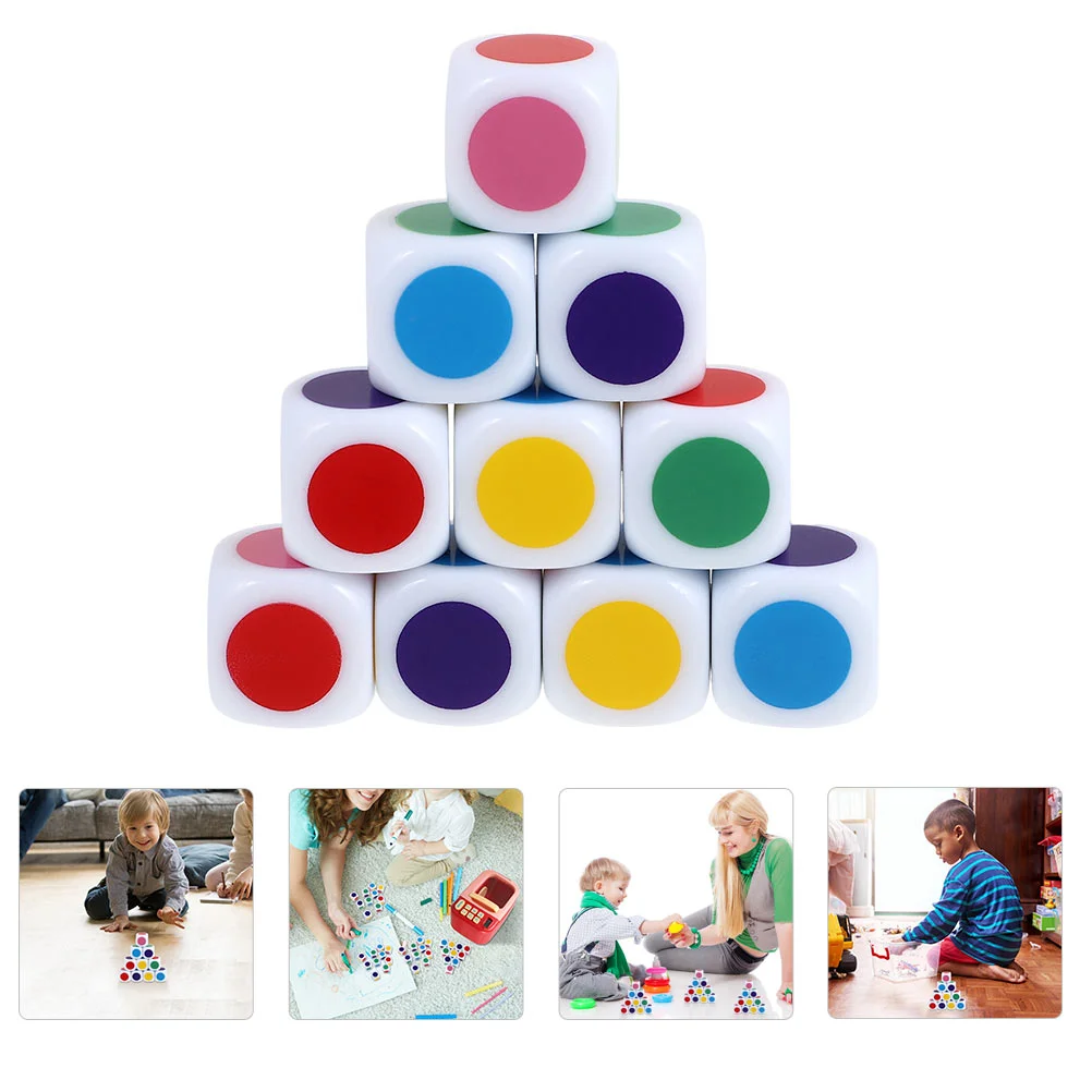 

20Pcs Color Printed Dices Acrylic Teaching Dices Kids Color Teaching Dices