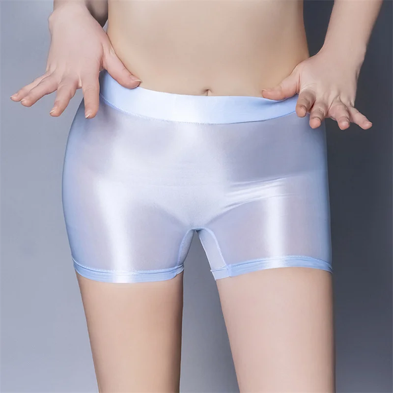 

Tight See-Through Boxer Shorts Stretch Perspective Oil Shiny Glossy Boxer Shorts Sexy Lingerie Underwear Skirt Safety Briefs