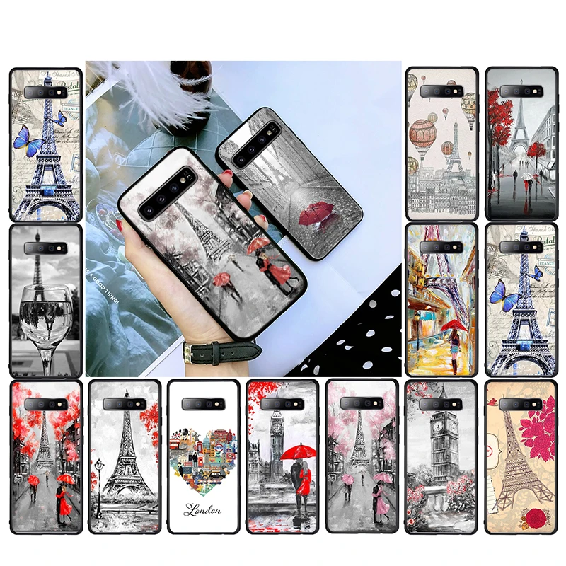 

London Eiffel Tower Lover Autumn Maple Phone Case For Samsung S23 S22 S20 Ultra S20 S22 Plus S10 S9 Plus S21 Plus S10E Plus