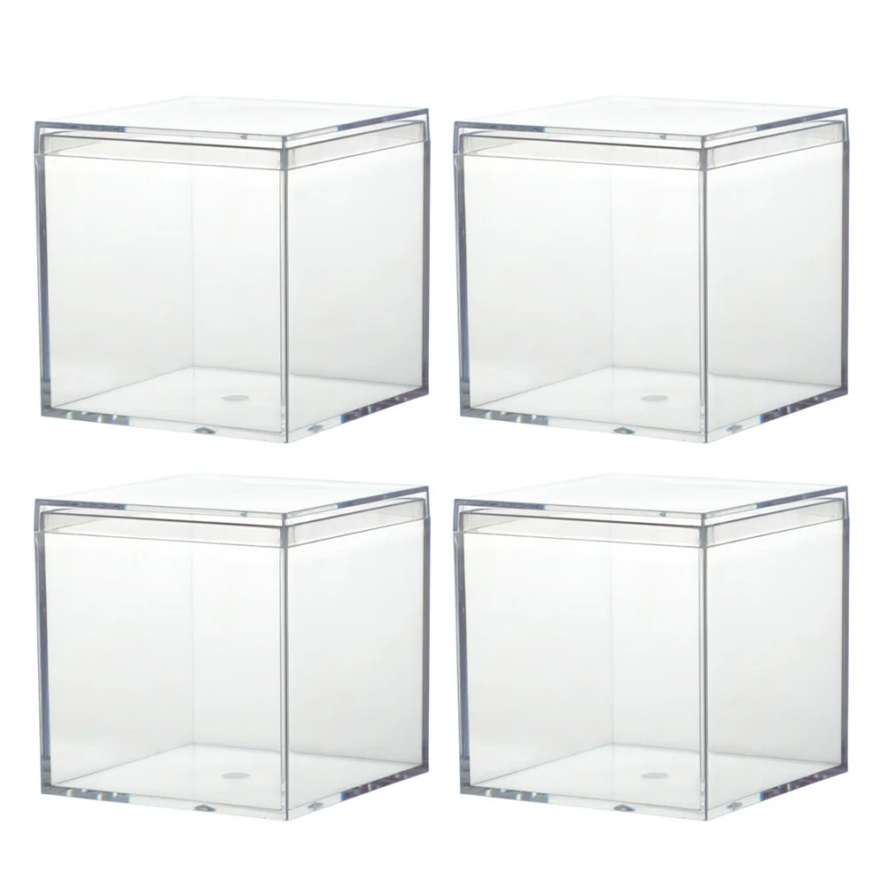 

4pcs Boxes Chocolate Packaging Box Clear Sweets Cubes Transparent Jewelry Case Transparent Candy Case Wedding Candy Container