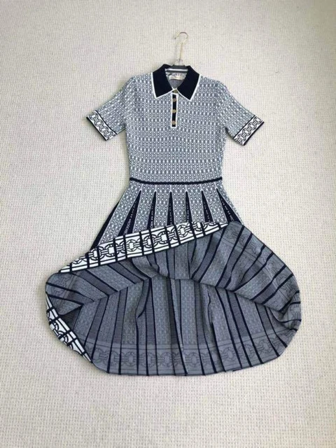 Women Dress 2022 Spring and Autumn New Print Lapel Knitted Stretch Women Casual A-Line Midi Dress 3 Women Dress 2022 Spring and Autumn New Print Lapel Knitted Stretch Women Casual A-Line Midi Dress 3