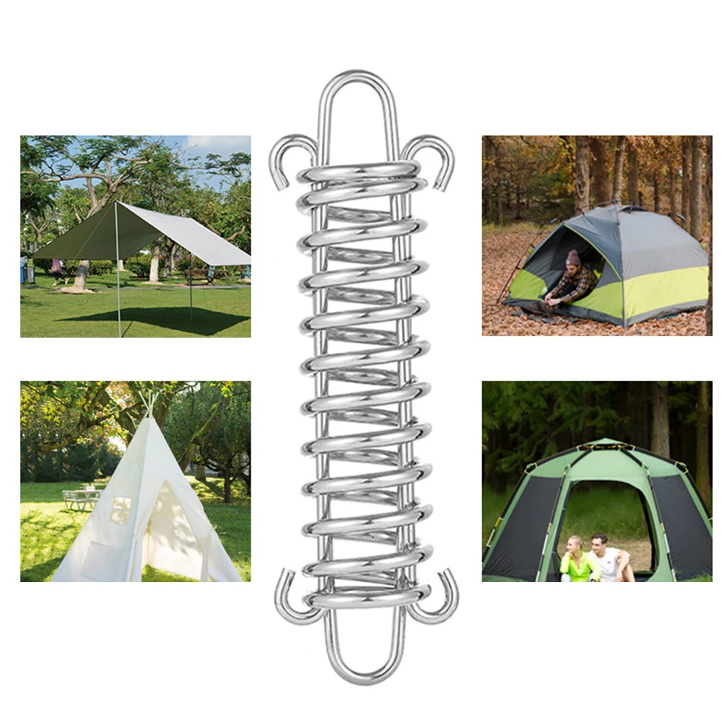 

4X Tent Spring Wind Rope Buckle Canopy Fixing Tensioner Outdoor Pegs Tightener Steel High Strength for Beach Tents