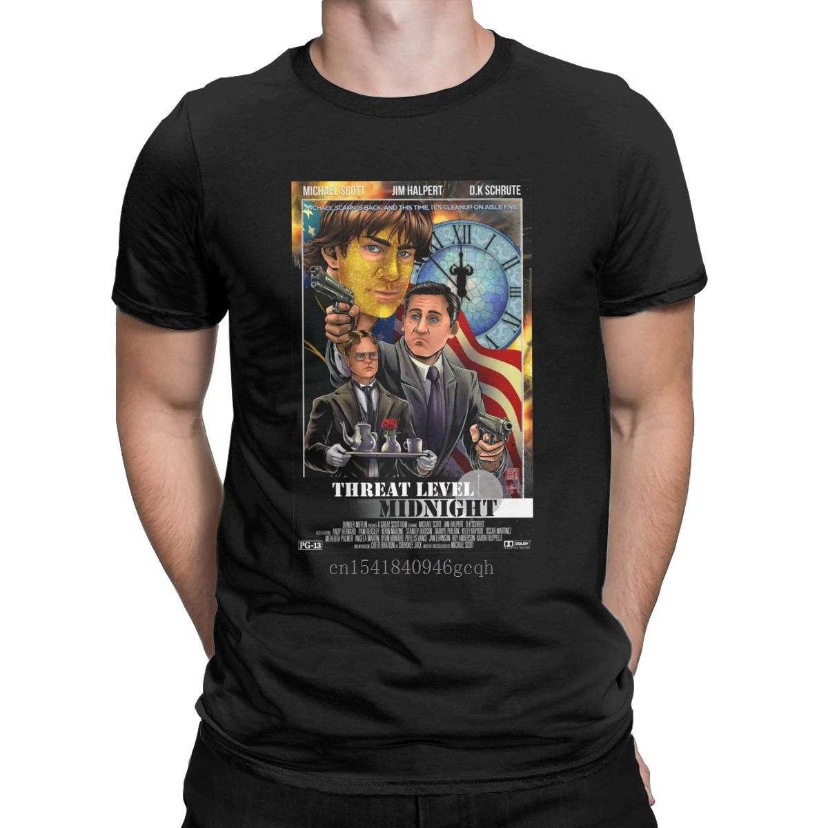 

Threat Level Midnight Michael Scott Men's T Shirts Vintage Vintage Tee Shirt Short Sleeve O Neck T-Shirts Cotton Summer Clothes
