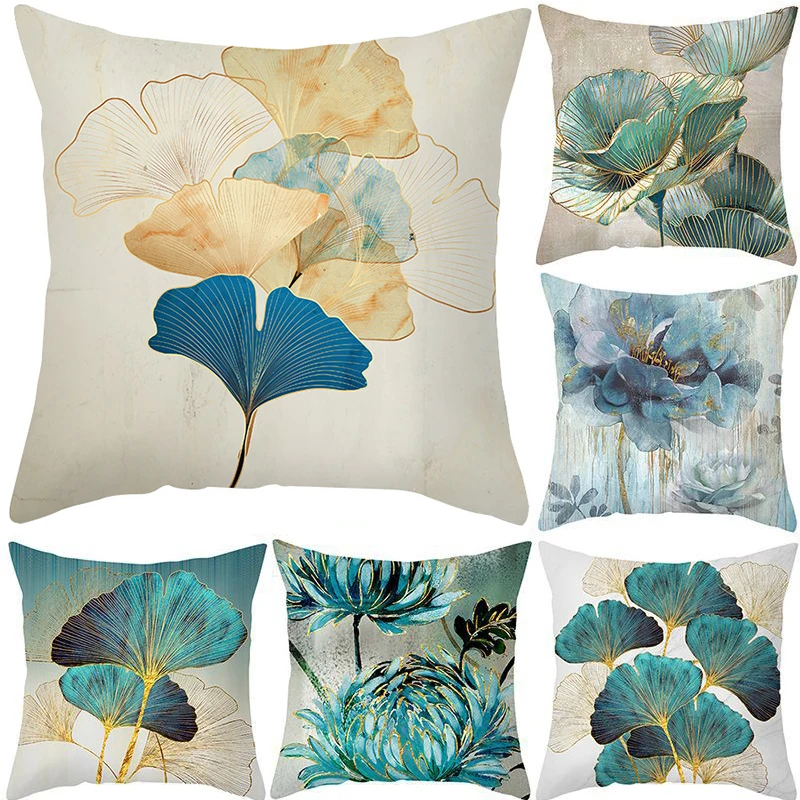 

Ginkgo Biloba Printed Cushion Cover 45x45cm Plant Flower Sofa Pillow Cover Pillowcase for Living Room Chair Car Home Decoration