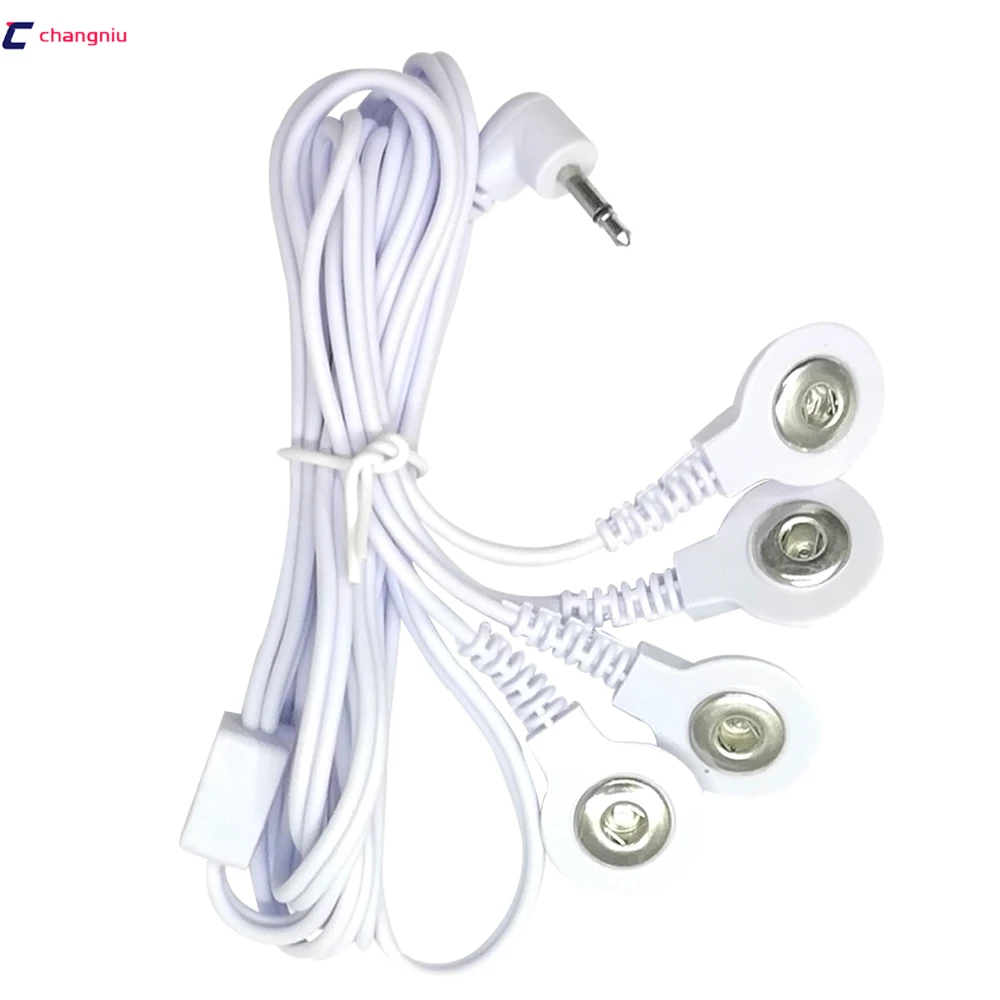 

4pcs/lot DC 2.5MM 4 in 1 Head electrode wires /cable for digital therapy machine ,tens machine ,slimming massager
