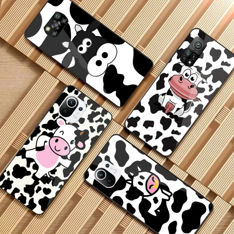 

Чехол для телефона с коровьим принтом для Xiaomi 12, 11T, 10, 9, Redmi Note 11, 10, 10S Pro, Redmi 9, 9A, 8, черный стеклянный чехол для телефона из поликарбоната