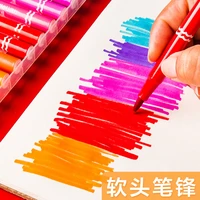 36 color set high quality soft tip watercolor drawing pen washable art marker non toxic pastel water based highlighter