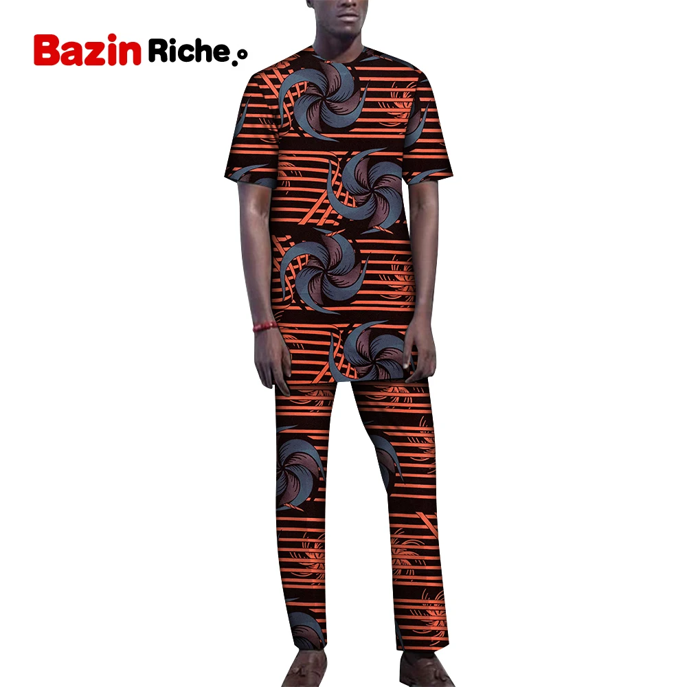 Костюм спортивный мужской с принтом футболка и брюки повседневные шорты стиль