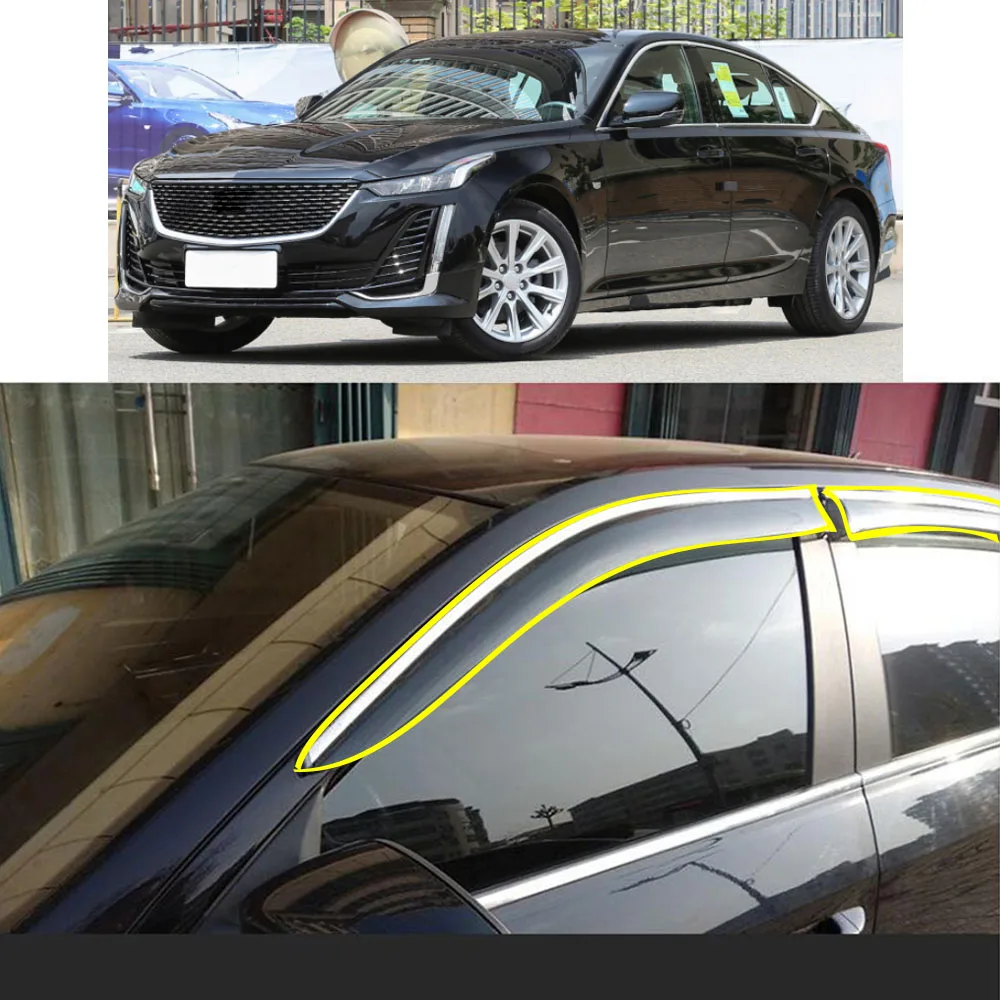 Car Body Styling Sticker Plastic Window Glass Wind Visor Rain/Sun Guard Vent Parts For Cadillac CT5 2019 2020 2021 2022