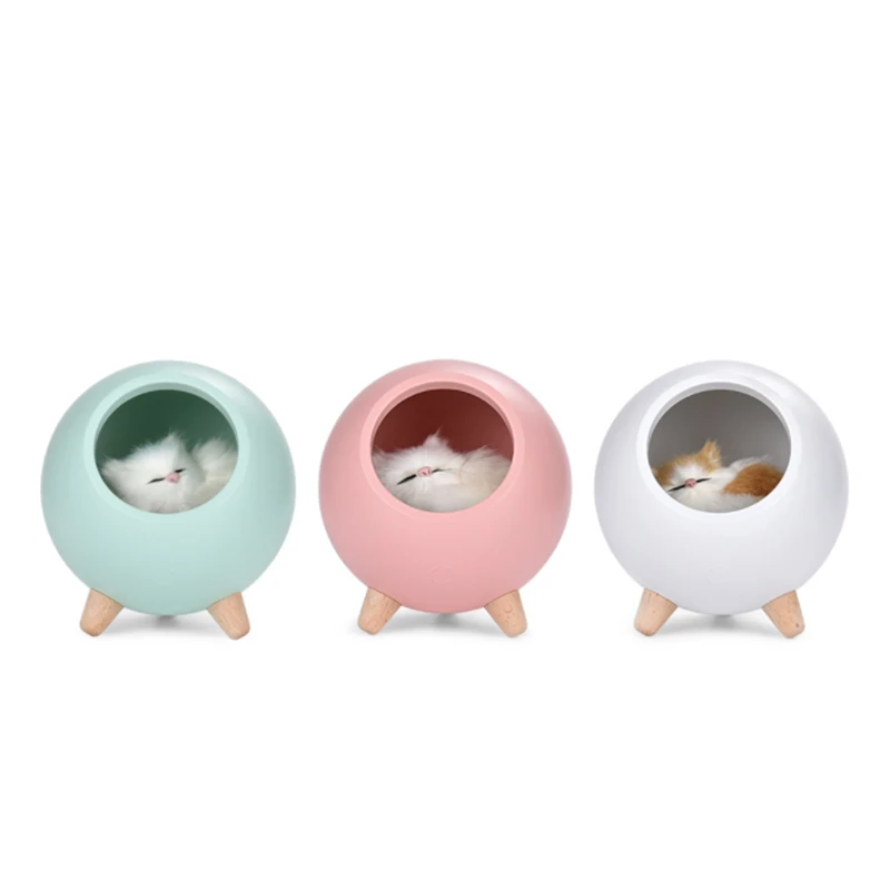 Promotion! Cute Cat House Bluetooth Speaker Night Light Press Dimming LED Baby Kids Bedside Sleep Lamps Bedroom Home Decor |