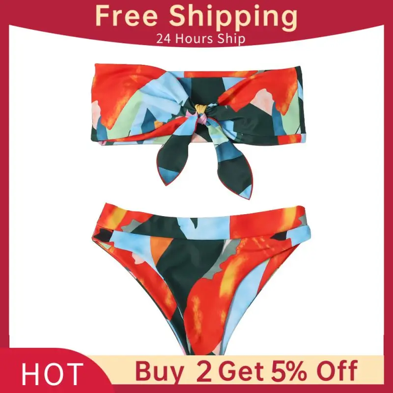 

2023 Sexy Bikinis Bandage Women Mini Halter Bikini Set Strapless Bandeau Swimsuit Female Swimwear 2 Piece Summer Beach Wear