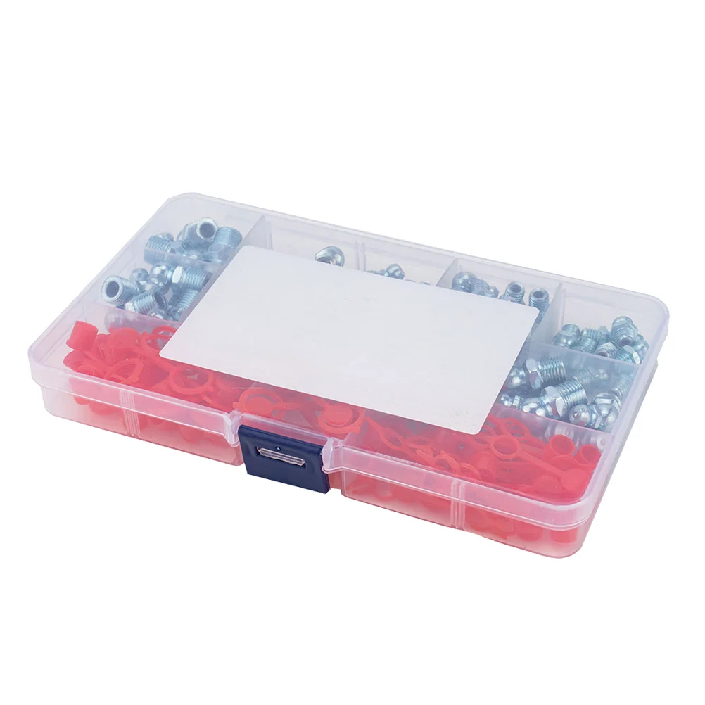

120 Pcs/set Grease Fittings Leaf Spring Nut Zerk Parts Hydraulic Component Accessories Electroplated Blue Zinc Metal