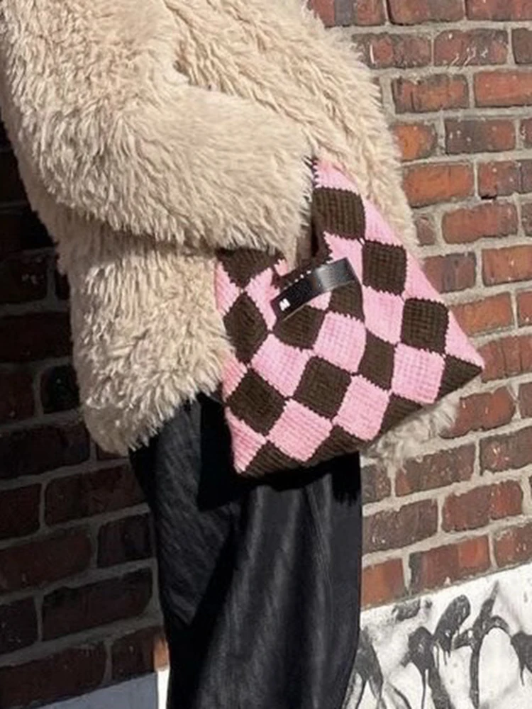 

Women Bag 2022 New Hand-knitted Clutch Bag Rhombus Bag