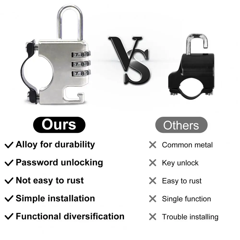 

Portable High Hardness Easy Installation Motorcycle Helmet Password Lock Universal Bicycle Combination Lock Bike Supplies